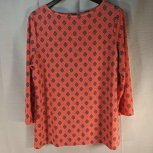 Croft & Barrow Pink Pattern 3/4 sleeve Tunic Top Shirt Blouse Womens Medium M